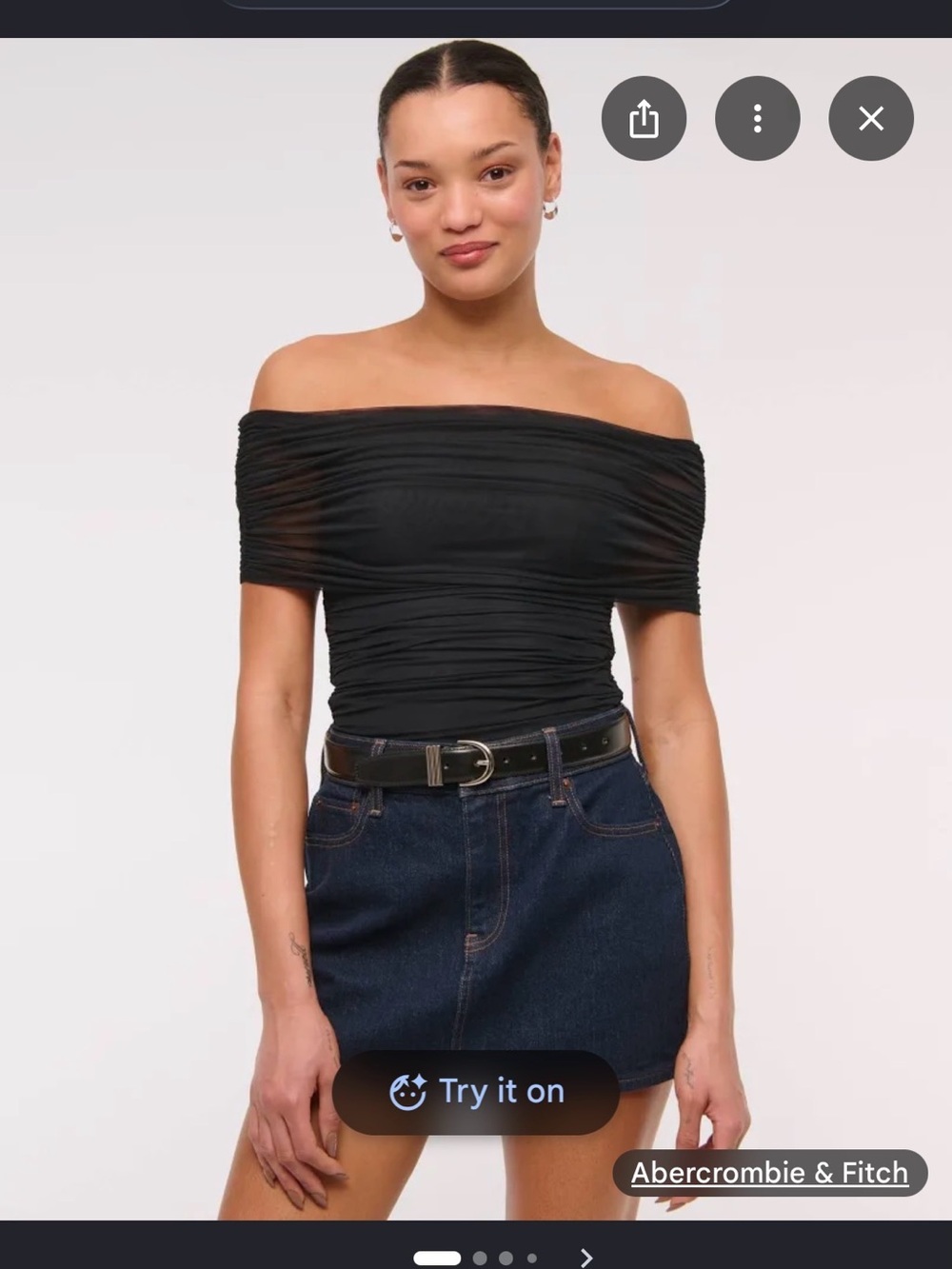 Abercrombie & Fitch Black Off-Shoulder Ruched Camisole